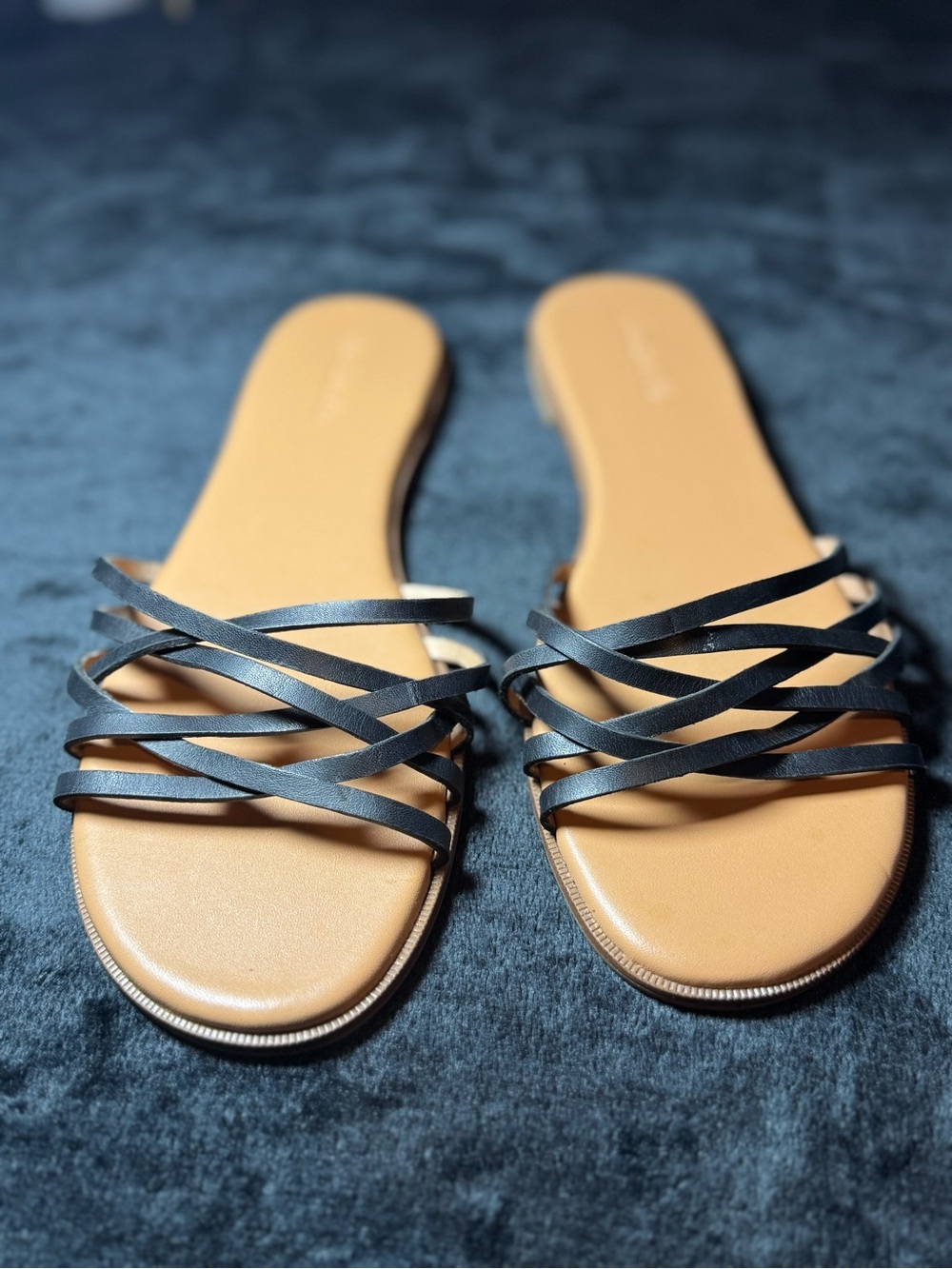 Madewell "The Boardwalk" Multi-Strap Slide Sandals in True Black Leather